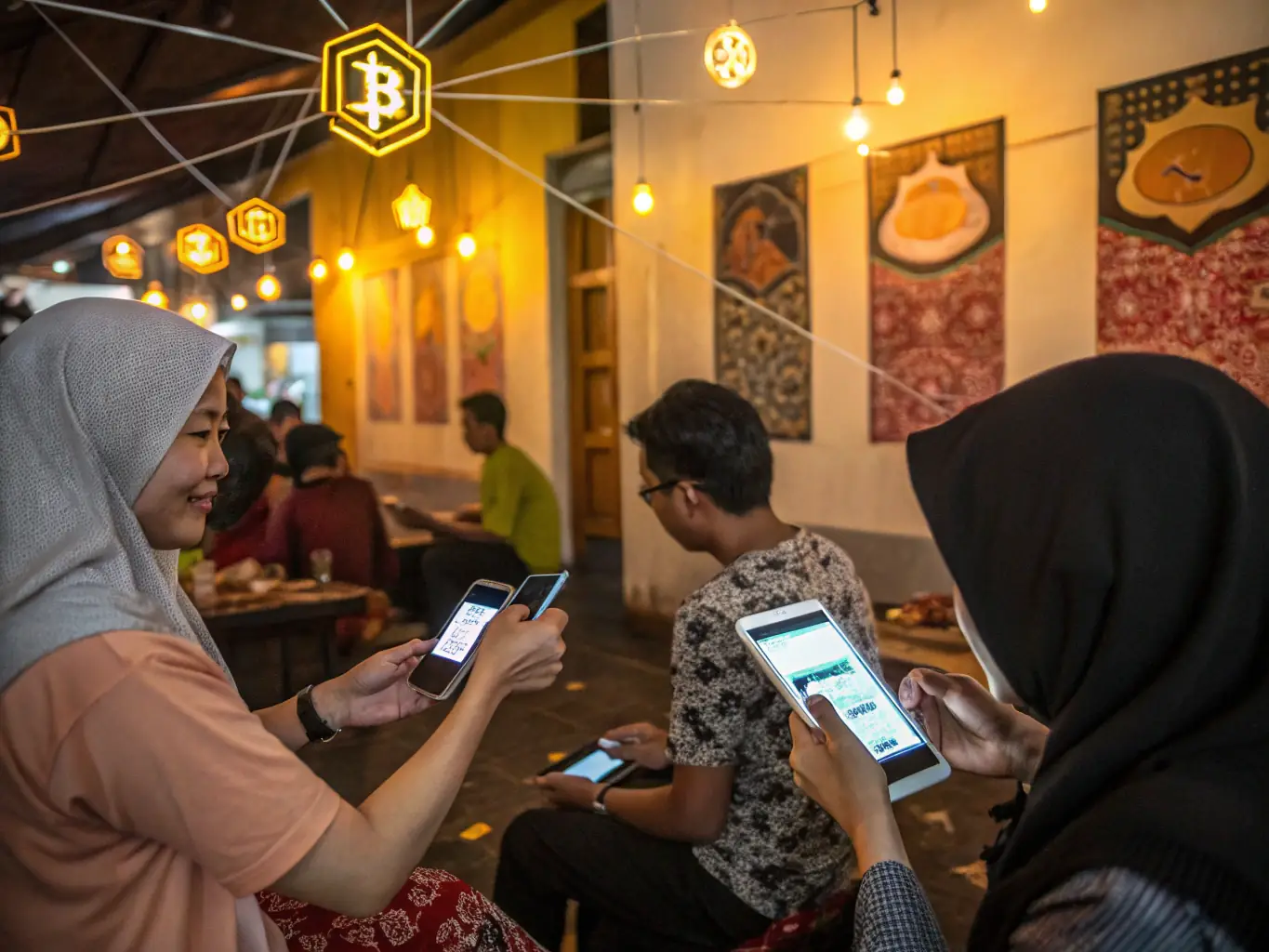A visual of digital tokens being exchanged within a community, symbolizing rewards and incentives for community participation and engagement.