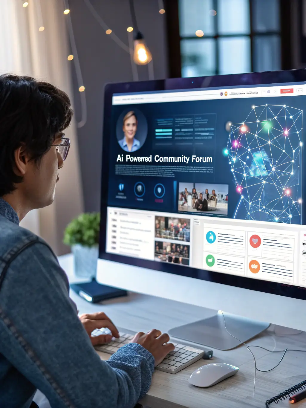 A user interacting with an AI-powered community forum, showcasing the AI's ability to moderate discussions and provide helpful information.